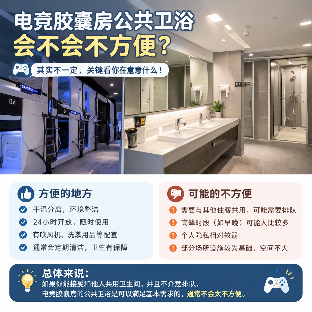 电竞胶囊房公共卫浴会不会不方便?